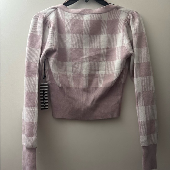 Plaid Pink Cardigan Sweater & Skirt - Picture 4 of 6